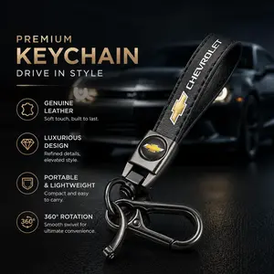 Genuine Leather metal Keychain FIT for Chevrolet – Anti-Scratch, Durable Car Key Ring, Stylish Gift for Men