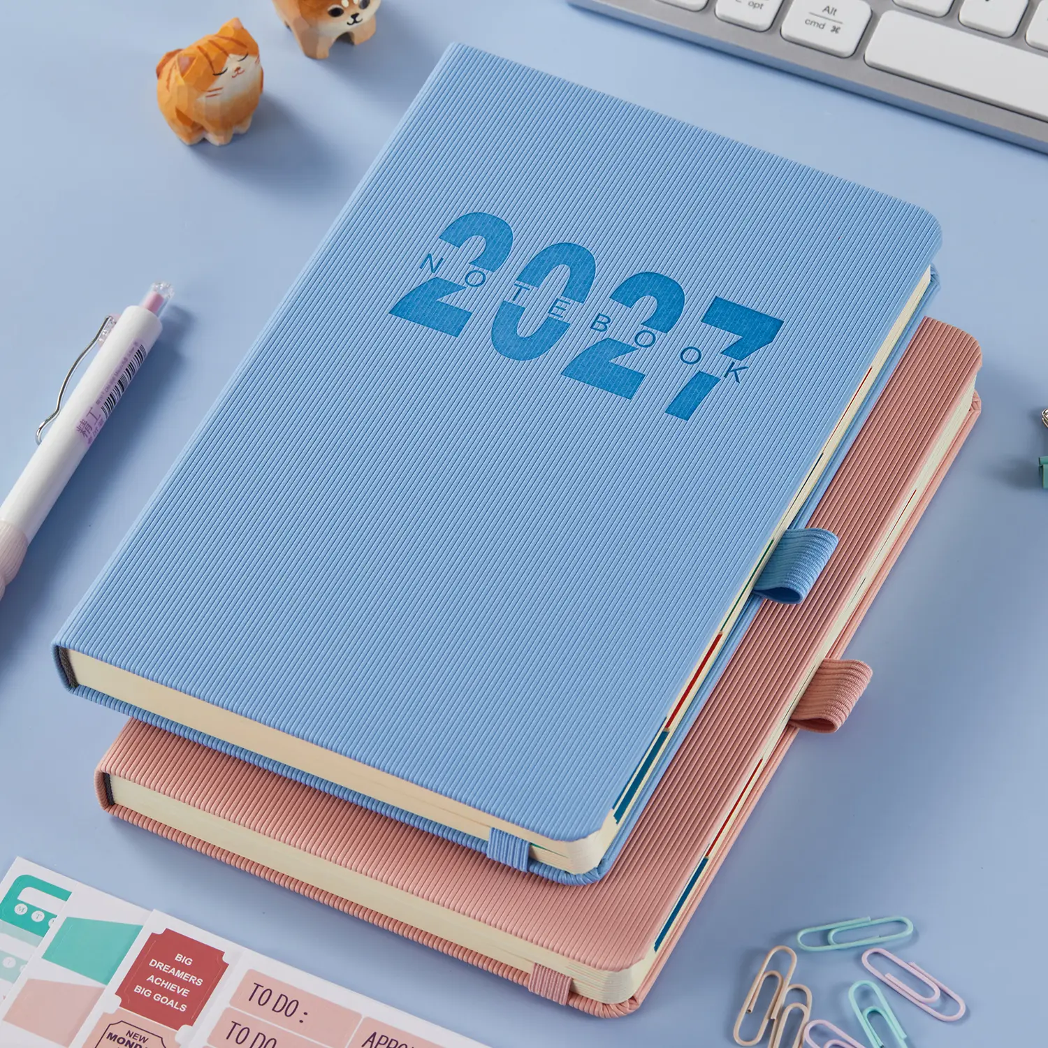 2027 Planner, Daily and Monthly Calendar Book with Leather Cover, Colorful Monthly Tabs, 4 Planning Stickers, Hourly Schedule, January-December 2027, A5 Hardcover Agenda for Women/Men, 5.5"x8.3"