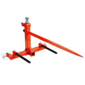 VEVOR 49 Hay Spear, Bale Spears 1600lbs Loading Capacity, Three-Point Hitch Tractor Attachment with 2pcs 17.5 Stabilizer Spears, Quick Attach Spike Forks