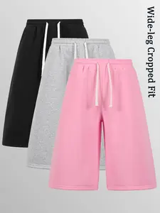 Men's Loose Fit Capri Pants, Casual Drawstring Waist, Knee-Length with Pockets, Street Style, Comfortable Daily Wear, Trendy Fashion
