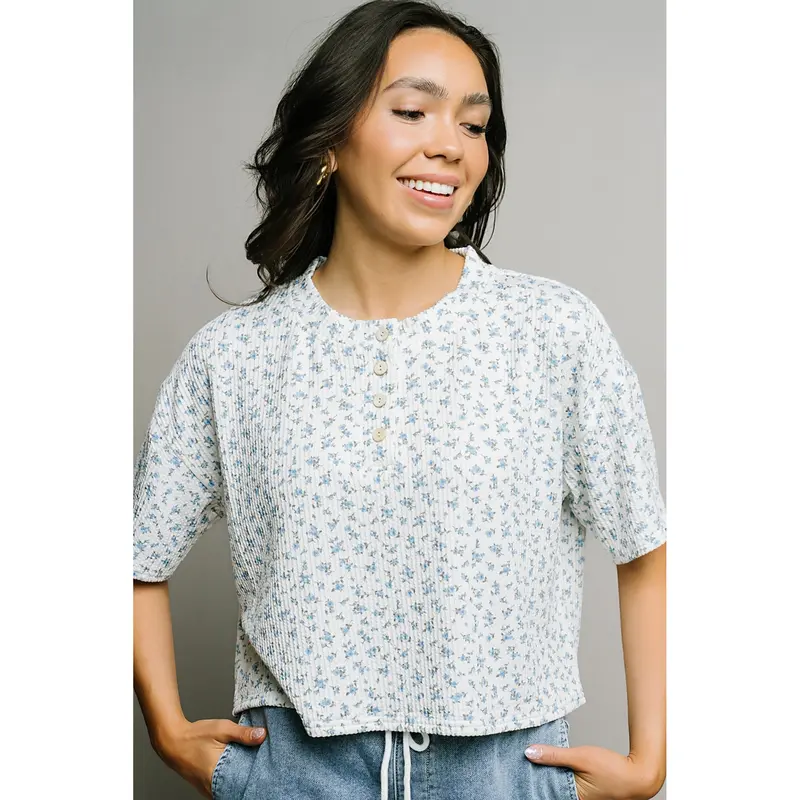 Ditsy blue floral top girls - TikTok Shop