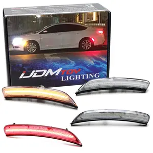 iJDMTOY Semi-Clear Lens Amber/Red Full LED Wheel Arch Side Marker Light Kit For 2015-2017 Chrysler 200, Powered by Total 180-SMD LED
