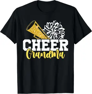 100% Cotton Cheer Grandma Hearts Cheerleading Grandmother T-Shirt