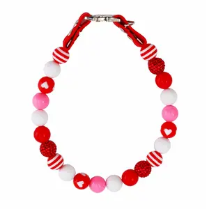 Beaded Valentines Collar for Dogs and Cats - Hearts-Handmade with Beads and Heavy Duty Wire - Waterproof Dog Collar - Cute Easter Dog Collar