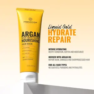FRENCCIGA Moroccan Argan Oil Hair Mask 8.45 FL.OZ - Deep Moisturizing Conditioner for Dry & Damaged Hair - Salon Exclusive Formula - Intense Hydration & Radiant Shine - No Sulfates Parabens or Phthalates Haircare Moisture Repair Silky Restore Hydrating