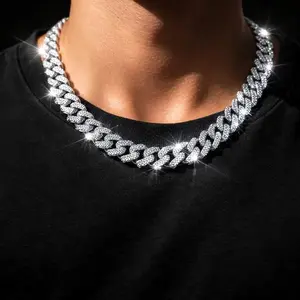 Men's 18mm Bling-ed Miami Cuban Link Chain Necklace in Silver/Gold Tone - Solid Construction, Reliable Clasp, Premium Alloy Material Jewelry Accessory