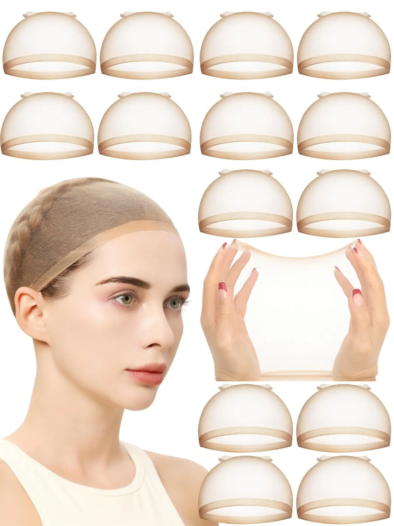12-Pack Transparent High-Definition Wig Caps, Hair Accessories, Clear Design, Lightweight, Thin Nylon Material, Women's Use, All Seasons, Perfect for Parties, Weddings, Graduations, Halloween