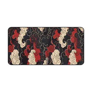 Akatsuki Japanese Red Cloud Style Gaming Desk Mat - Vintage Car Movie Anti-Slip Rubber Base Extra Large Gaming Mousepad - Desk Accesories