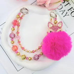 Fox Pom-pom Style Bag Charm,Delicate Handbag Pendant Accessory for Women,Detachable,Pretty Easter Basket Gift for Girls & Women,Ideal Birthday Gift