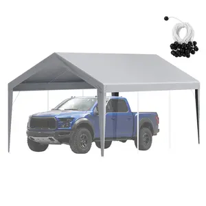 VEVOR Carport Replacement Canopy Cover 10 x 20 ft, Garage Top Tent Shelter Tarp Heavy-Duty Waterproof & UV Protected, Easy Installation with Ball Bungees,Grey (Only Top Cover, Frame Not Include)