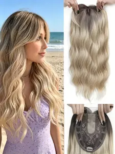 ✨ Natural-Looking Platinum Blonde Wavy Volume! 22 Inch Clip-In Hair Topper, Secure Clips & Soft Waves, Premium Kanekalon for Thinning Hair & All-Day Style