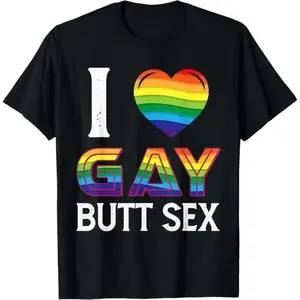 Pride Rainbow Heart T-Shirt - 100% Cotton "I Love Gay Butt Sex" Design - LGBTQ Support with Comfort and Style