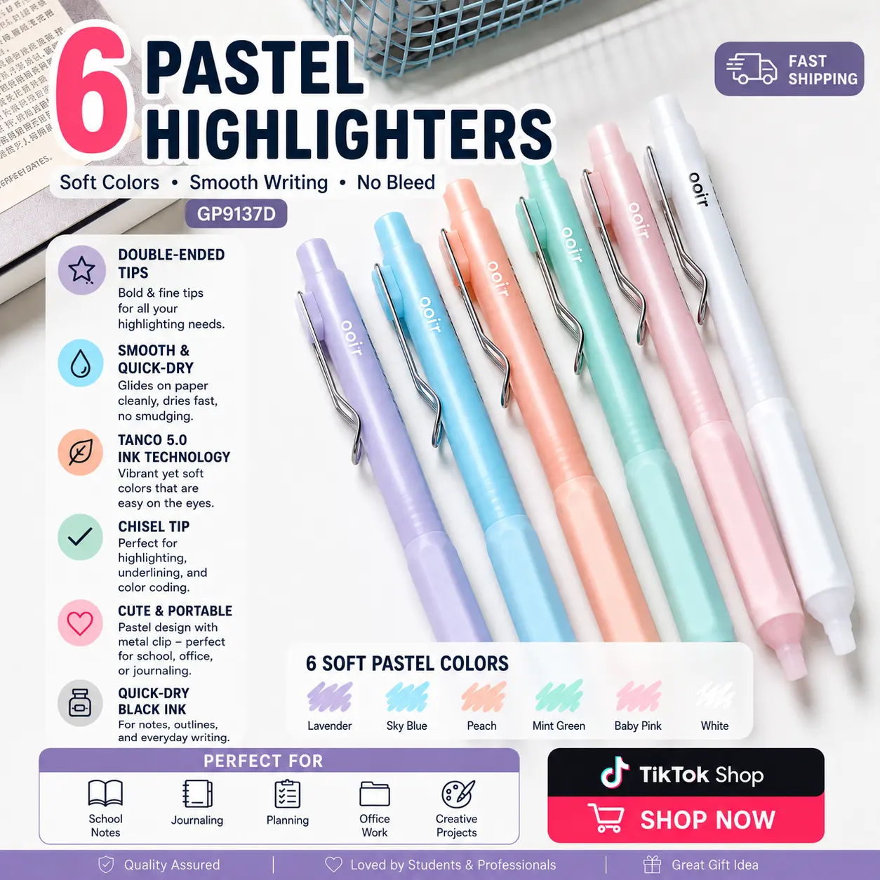 J.Lab JiWuShe 0.5mm Black Ink Gel Pens – Quick Dry Cute Aesthetic Pens, Pastel & Jelly Style, Soft Grip, Scented Pen Sleeve Options for School, Journaling, Note Taking & Gifts