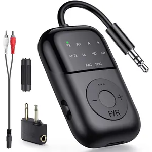 Bluetooth transmitter receiver 2in1 bluetooth 54 adapter for tv airplane gym equipment cars pc supports to 2 wireless headphones cell phones wireless receiver for car home stereo black