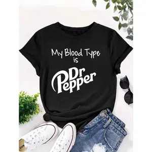 My Blood Type Is  Pepper Print Short Sleeved Casual Women T-Shirt Round Neck Women Graphical Female Summer T Shirt Clothing Tee Tops