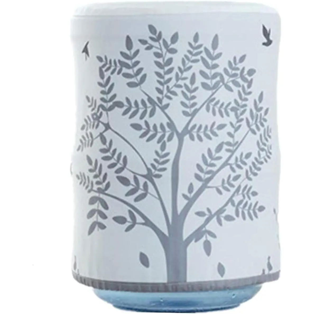 Decorative Water Dispenser Bucket Cover, Gray Synthetic Fabric Protector with Tree Print, Dust Proof and Durable, 13 x 11 in, Bucket Protector, Fabric Cover
