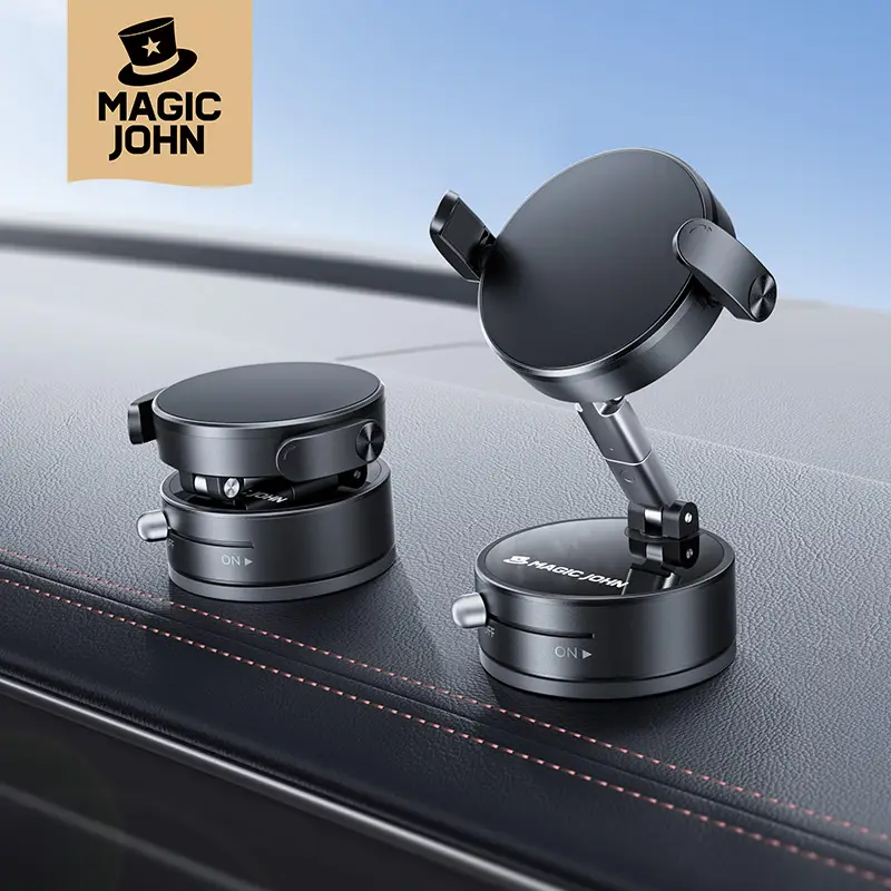 New-MAGIC JOHN 360° Magnetic Phone Holder Strong Magnetic Grip, Anti-Slip Base & Foldable Design for Car, Home & Travel