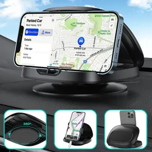 Car Phone Holder Mount, 360° Adjustable & Avoid Sun Glare Phone Holder for Car, Slip Free Spring Snap Design Dashboard Phone Stand, Compatible with Smartphones, GPS Devices, Car Cellphone Mount