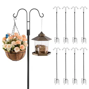【FathersDayGift】VEVOR Double Shepherds Hooks for Outdoor,  , 8 Pack 60 Inch Heavy Duty Bird Feeder Pole, 3/4 Inch Thick Garden Hooks for Hanging Hummingbird Feeder, Plant Baskets, Solar Light Lanterns,Wind Chimes