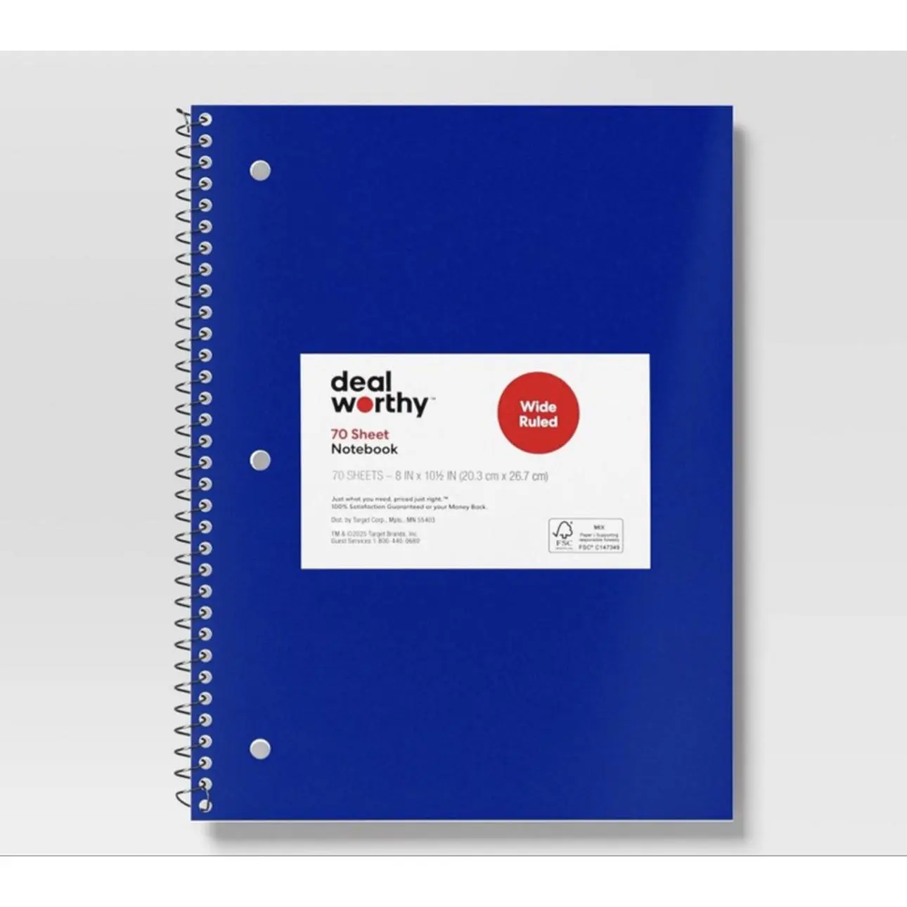 Deal Worthy 70 Sheet Notebook - Wide Ruled, 70 Sheets