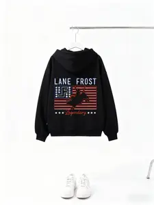 Trendy Style "Lane Frost Legendary Cowboy"This polyester hoodie with Western patterns is suitable for both men and women.