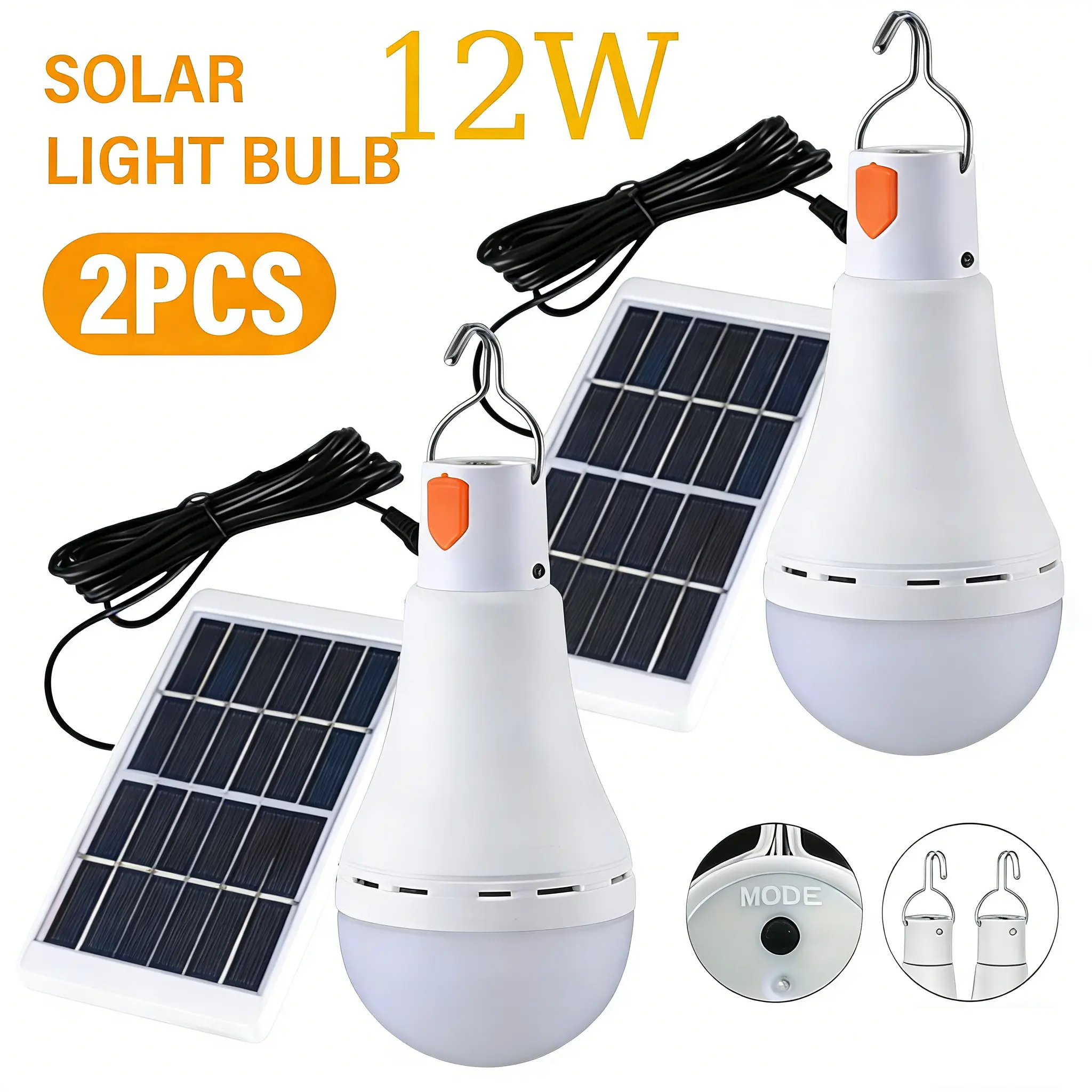 2PCS Solar LED Bulbs 9W USB Rechargeable,Emergency Power Outage Suitable for Emergency Lighting,Rechargeable Solar Light Bulbs Shed Night Emergency Power Outage Chicken Coop Light