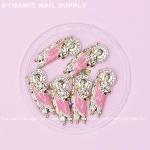 6 Pcs Pink-Accent San Judas Charms, Nail Art Decoration Accessories for Nail Art Designers