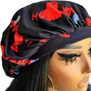 Women's Luxury Fitted Black I Love you Bonnet