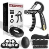 Grip Strength Trainer Kit (5 Pack) Adjustable Resistance Hand Gripper,Finger Exerciser,Hand Extension Exerciser,Stress Relief Ball and Forearm Workout Ring for Muscle Building Injury Recover grip trainer