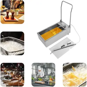 Mobile Fryer Filter Machine, 370W 110V 55L/14.53 Gal Commercial Oil Filler Cart Truck Separator 201 Stainless Steel Cooking Oil Filtration System with 13L/3.43gal Pump for Supermarket Restaurant