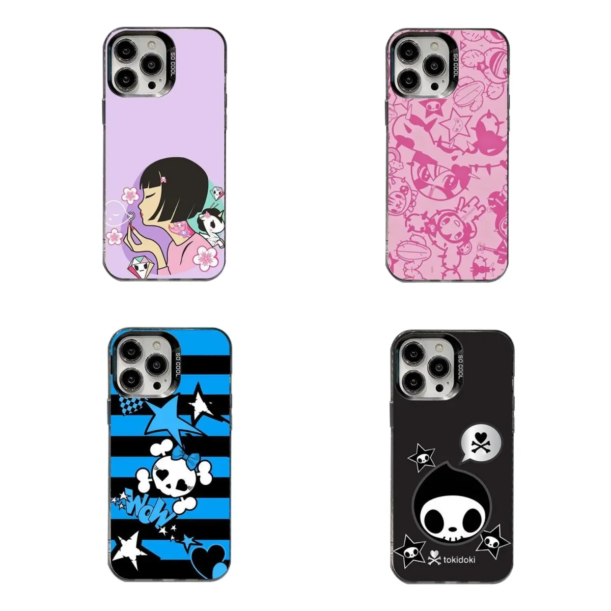 Cute T0kid0ki Style Phone Case Y2K Aesthetic Shockproof Protective Case Compatible for iPhone 17Promax 16 15 14 13 12 11 and for Samsung S21 S22 S23 S24 S25 Gift for Her Him