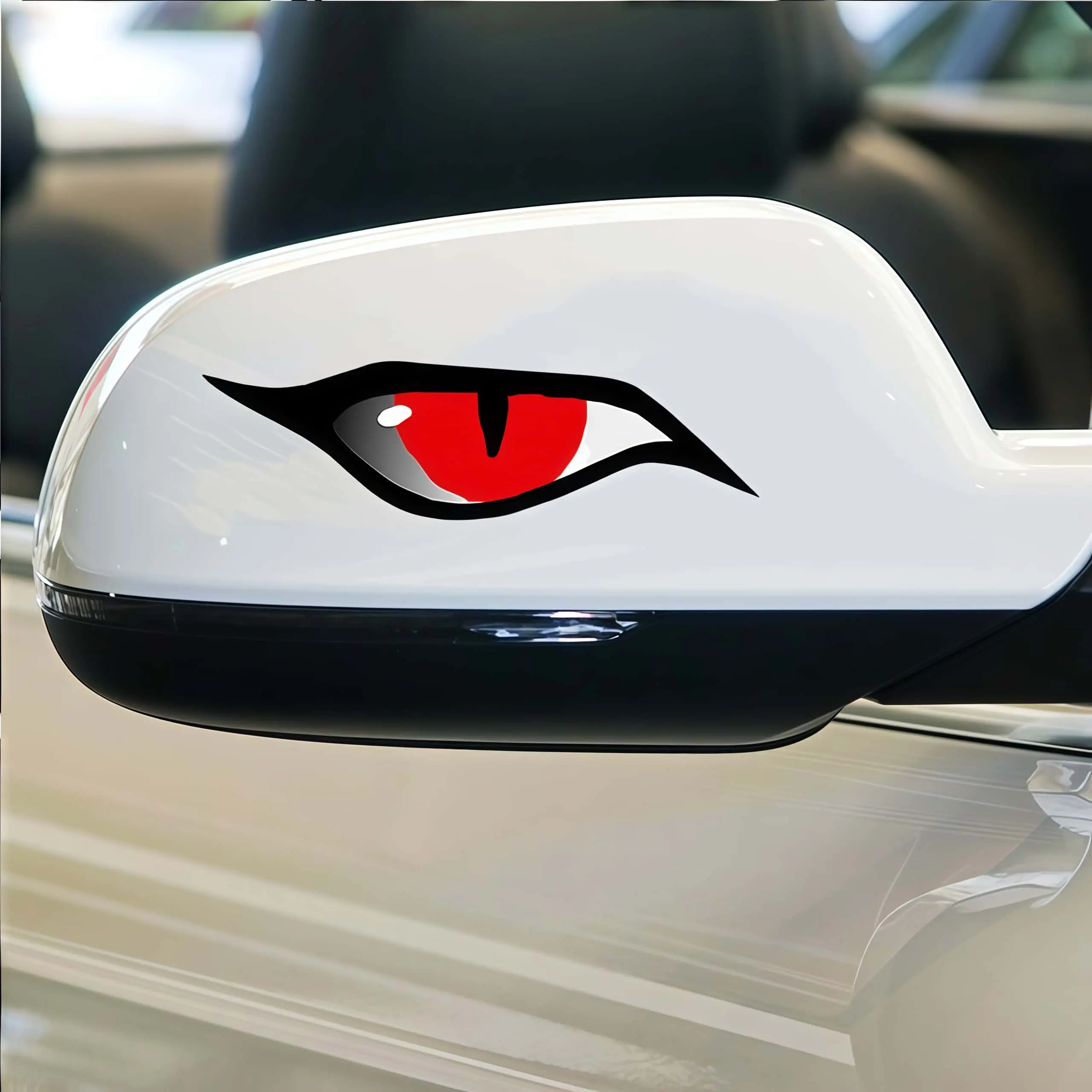 3D Reflective Vinyl Sticker Scratch Cover for Car/SUV Side Mirrors-Doors, 3D Eyes Car Exterior Decoration, DIY Install Creepy Cool Bling Accessory, Cars/Suvs