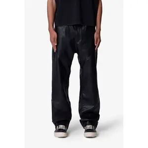 mnml Ultra Baggy Paneled Leather Pants - Black