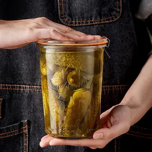 Double Airtight Clear Glass Storage Jar, Sealed Container for Cereal, Grains, Jam, Snacks, Dry Food, Tea, Kitchen Organizer Essential, Aesthetic Food Storage Jar