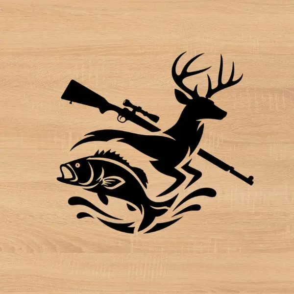Hunting Fishing Deer Fish Rifle Decal, Waterproof Transparent Vinyl Transfer Sticker for Car Window, Truck Rear Windshield, Hunter & Angler Outdoor Gift