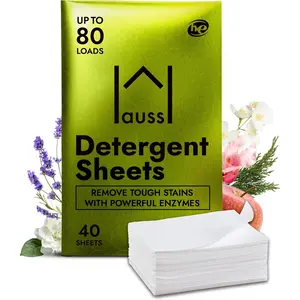 Biodegradable Detergent Sheets - 80 loads - Tackles Tough Stains & Odors, Plant Formula, No Animal Testing, Plastic and Toxic Free, Lasting Fragrance, 40 sheets