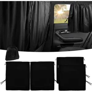 Curtain Universal  Divider Between Rear Seat Auto Blackout Sun Shades Side Window Covers Accessories for Travel Camping Nap Sleeping (3Pcs)