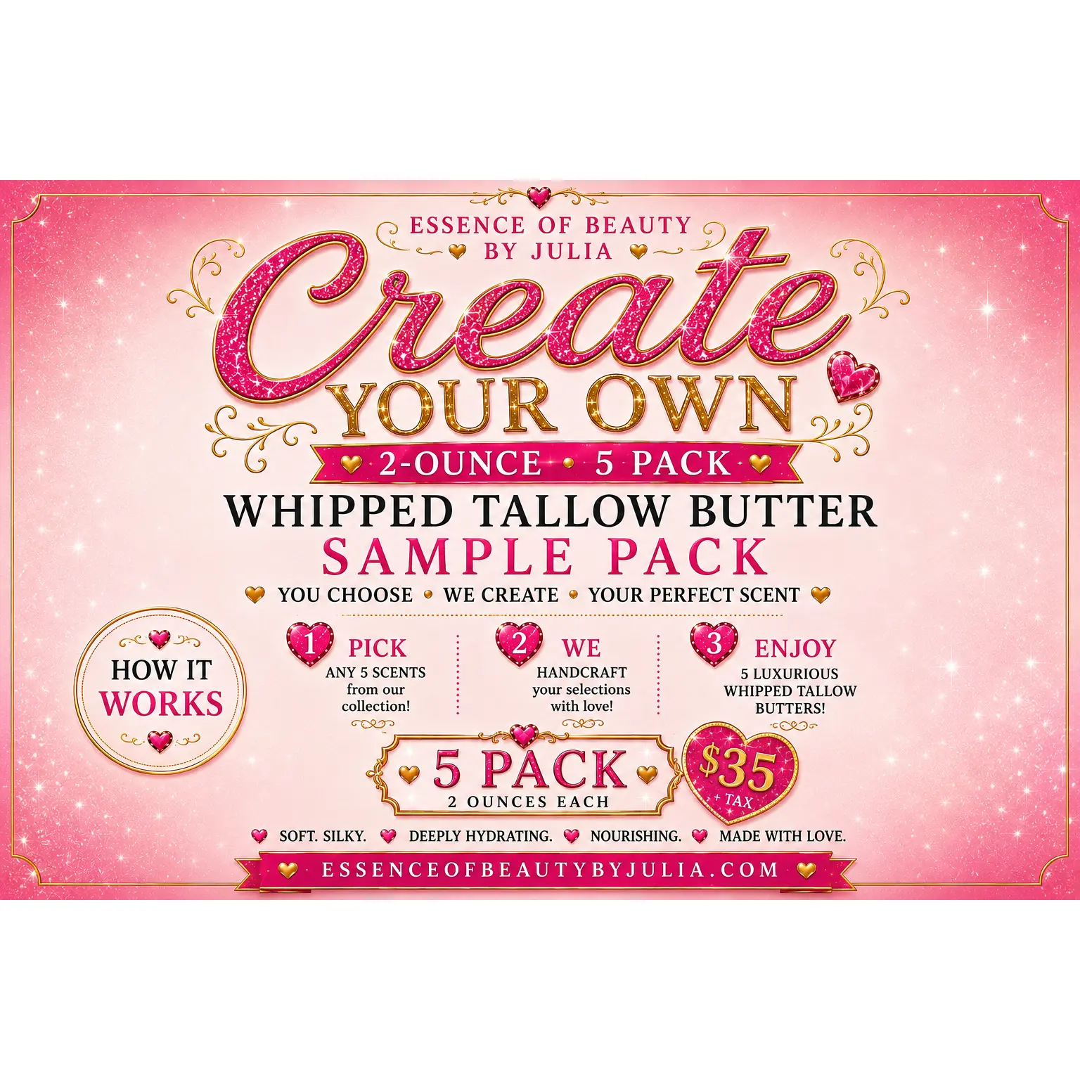 Create your own 5 pack sample whipped Tallow Butter Bundle