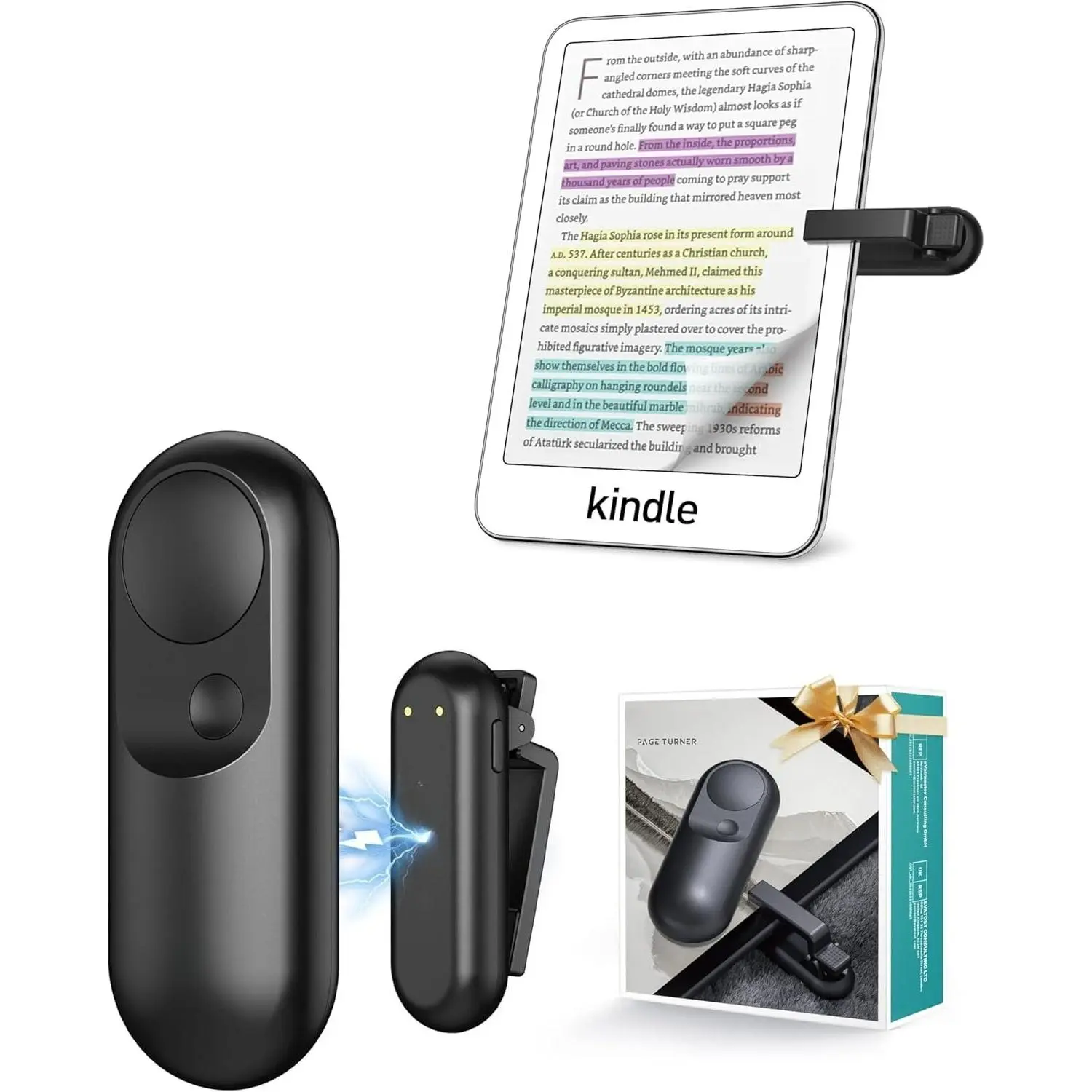 SQ-RDC007 Wireless Remote Control Page Turner with #1 Magnetic Tech, Wrist Strap - 2-in-1 Accessory for Kindle Paperwhite, iPhone, iPad, Camera Recording & Shutter Selfie, Valentine’s Gift Option, Book Lovers