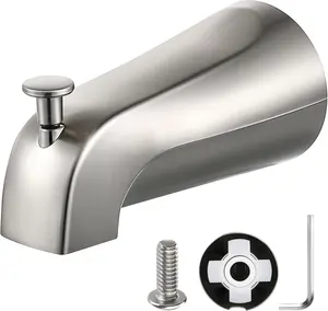 1 Pack Slip on Tub Spout with Diverter, Compatible with  Standard 8888026.002 Tub Spout, Bathroom Bathtub Faucet, Fits 1/2" Copper Water Tube(5/8" Dia), 5/32" Hex Wrench (Brushed Nickel)