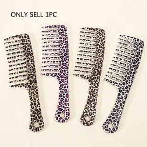 Leopard Pattern Wide-Tooth Comb, Anti-Static Anti-Tangle, Durable Plastic Handle, Suitable for All Hair Types, Perfect Gift