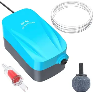 Aquarium 15-40 GPH Compact Air Pump Quiet  Aerator Pump with Air Stone/Nano Bio Sponge Filter Airline Tubing and Check Valve Accessories for 3-20 Gallon Buckets and Fish Tanks