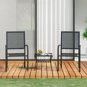 3-Piece Patio Bistro Set, Modern Patio Chairs with Table, Outdoor Patio Furniture Set, Red, 18.9''w*35''h