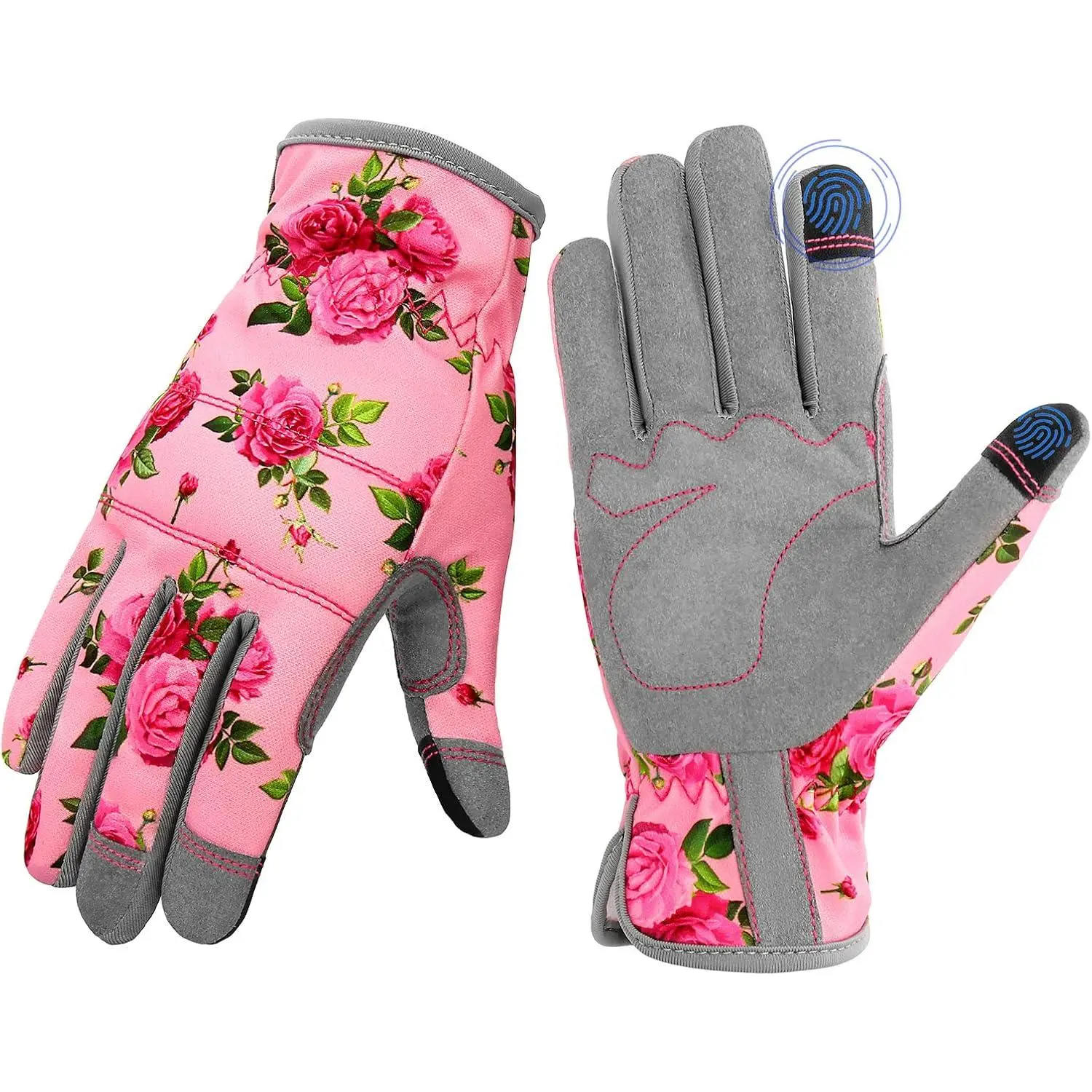 Leather Gardening Gloves for Women, Flexible Breathable Garden Gloves, Thorn Proof Working Gloves for Weeding, Digging and Pruning, Large, Pink