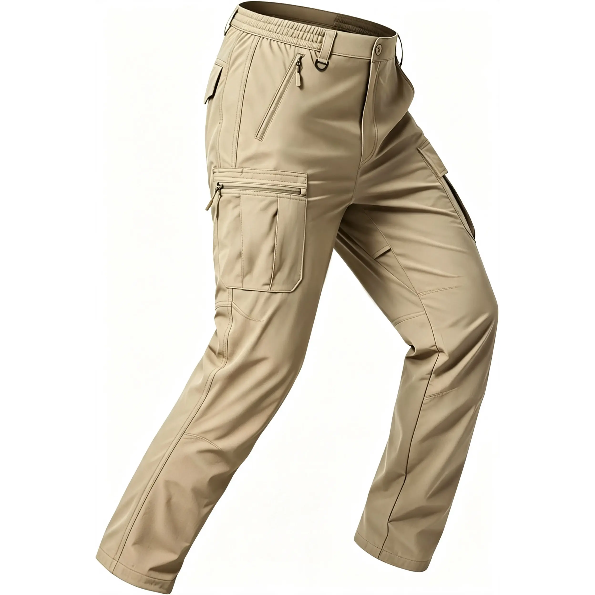 Men's Lightweight Elastic Fabric Nylon Hiking Cargo Pants - Quick Dry, Breathable, Waterproof, Stretch - 6 Pockets for Casual Travel Menswear Outdoor
