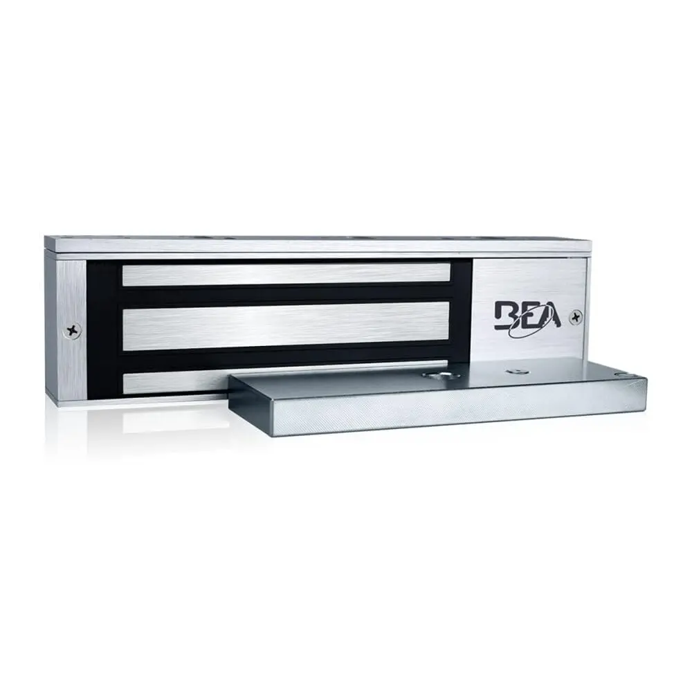 BEA Maglock Series Single Door Electromagnetic Lock, 1200 lbs Holding Force, Door Status Sensor, Relock Time Delay, Bond Sensor, 12/24 VDC Voltage, Aluminum Finish