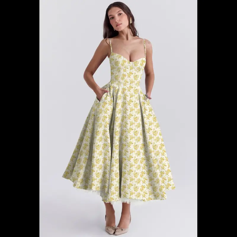 White background with small yellow flowe