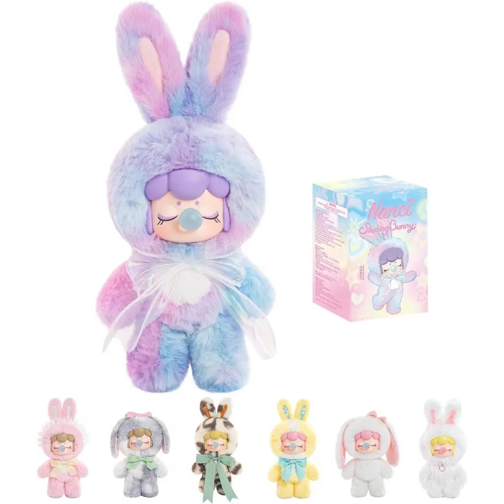 Rolife Nanci Shiny Rabbit Series  Shiny glitter bunny plush doll Rolife Nanci Shiny Rabbit Series Plush Doll Cute Bunny Stuffed Gift for Festival Birthday Whole Set (6 PCS)