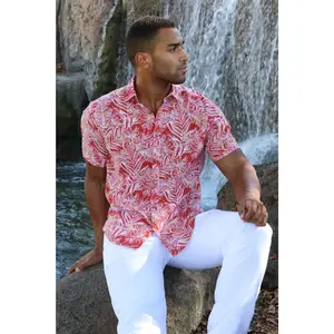 Resort Style Casual Linen Blend Print Shirt