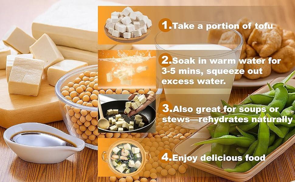 5.29oz Freeze Dried Tofu Cubes – 1cm Bite-Sized High Protein Dehydrated Tofu – Instant Vegan Food for Ramen Toppings, Miso Soup, Hiking & Emergency Keto Meals